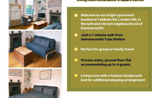 Artsy & bright Hammersmith London 1b1b, up to 4 people - Foto 15