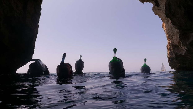 Snorkel en Cala en Brut - Foto 5, ¡Con las máscaras de snorkel en el agua!