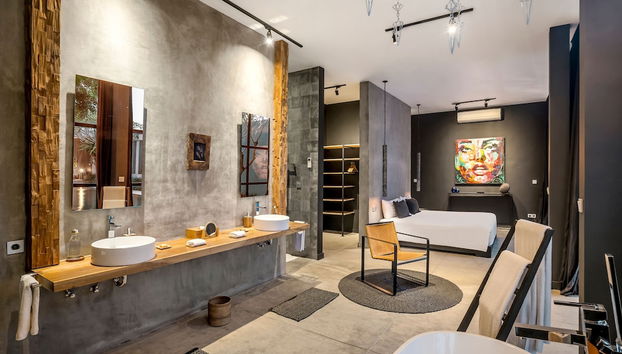 Loft Volcano by Alfred in Bali - Stylish 2 BR Loft w Pool Garden Ricefields View - Foto 3, Habitación