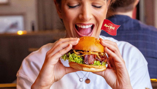 Enjoying a delicious burger