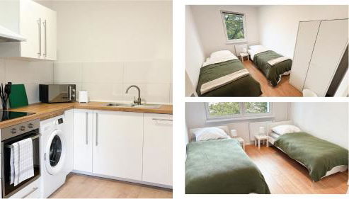 Monteurwohnungen mit TV, Internet, Parkplatz, Waschmaschine, Küche, Balkon, Restaurants und Supermarkt - Foto 2