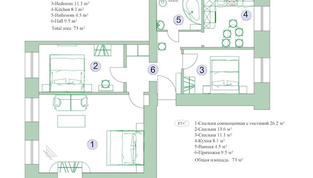 Feelathome on Nevsky - Foto 5, Habitación