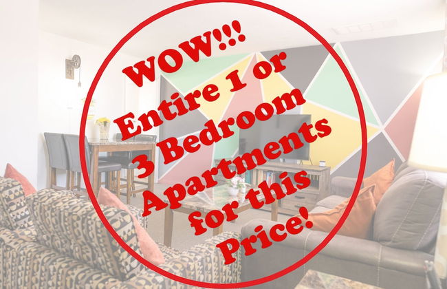 1 or 3 Bedroom Apartment with Full Kitchen - Foto 1