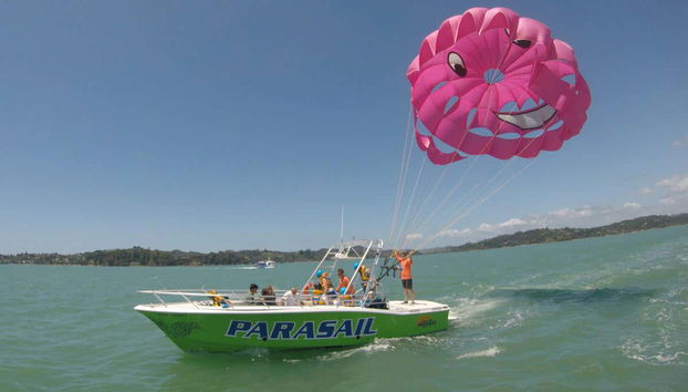 Parasailing over the Bay of Islands