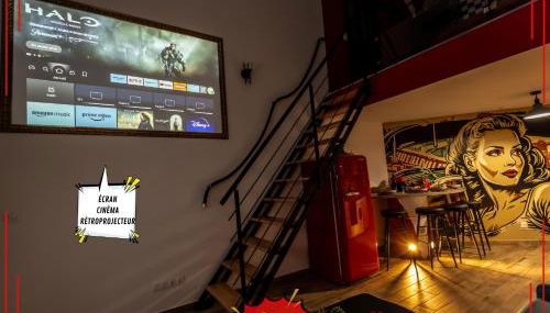 LOFT "POP ART 50's" Idéal PRO - Écran cinéma rétroprojecteur - WIFI Fibre - Borne arcade de jeu - Centre Ville - Foto 4