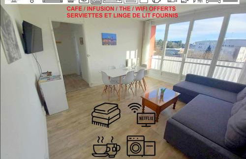 T3 57m2 avec balcon proche gare SNCF - WIFI, Netflix, café et thé offerts - Foto 1