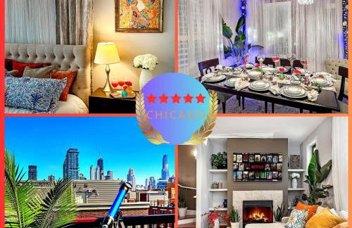 Art Downtown Fulton Market Entire 3 bedroom Home Sleep10 Private Garage Roof EV Tesla - Foto 1