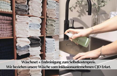Helle 80m2 Maisonette FEWO mit tollem Balkon ins Grüne, Kingsize Bett, Smart-TV - Nur ein kurzer Spaziergang in die Altstadt und zum Domplatz - Kostenlose Parkplätze in den umliegenden Straßen - Ausgewählte Empfehlungen für Erfurt inklusive - Foto 17