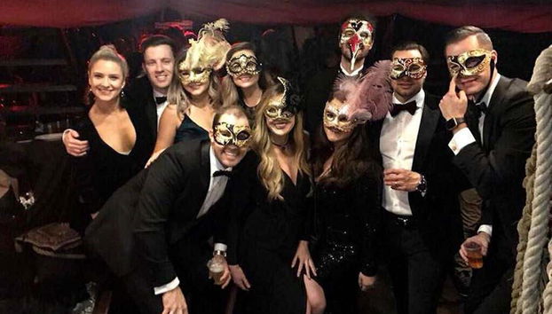 Group photo onboard the Venitian Galleon