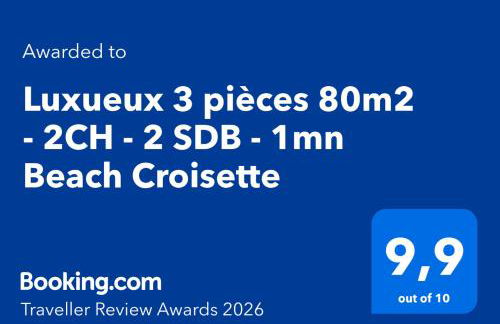 Luxueux 3 pièces de 80m2 -2 chambres, 2 salles de bain- A 1mn de la Croisette et des plages - Foto 5