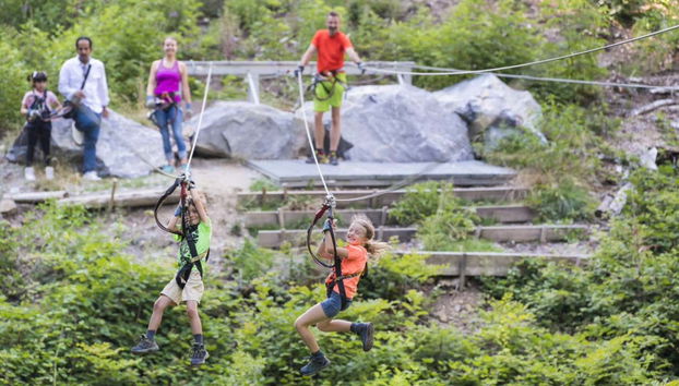 Enjoying the zip lines in Interlaken