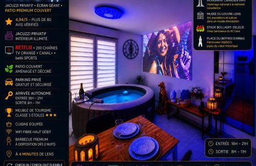 Suite Eden Spa, Appart-hôtel 3 étoiles 40m2 aux portes de Lens, Spa privé illimité, Écran géant, Box Orange, Netflix et Sport, Patio couvert barbecue, Parking gratuit en résidence privée calme, Chambre séparée, Cuisine équipée, Lit Queen Size, Wi-Fi fibre - Foto 46