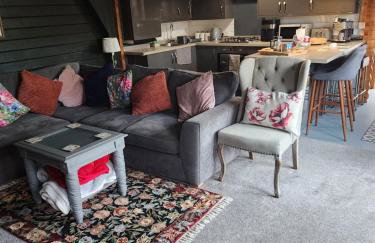 Chalet close to Heathrow T5, Windsor Castle, Legoland, Thorpe Park, with off road parking, free Wifi, private garden, spacious & fully equipped, cozy wood burner & comfy sofa, ideal for exploring London with trains to Waterloo, a beautiful unique retreat - Foto 1
