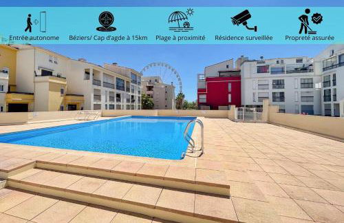 Studio confortable avec climatisation au Cap d'Agde avec port, plages et nature accessible à pied - Foto 2