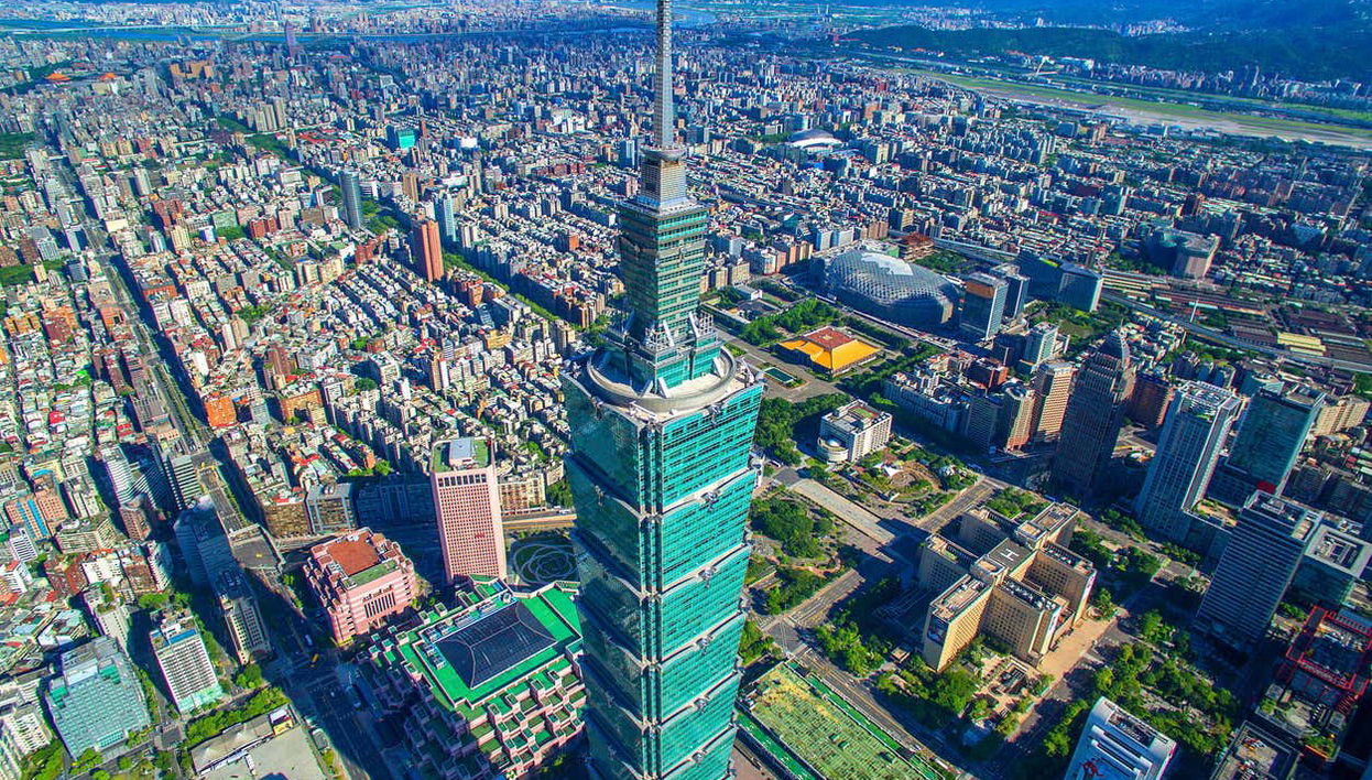 Vista aérea de la torre Taipéi 101