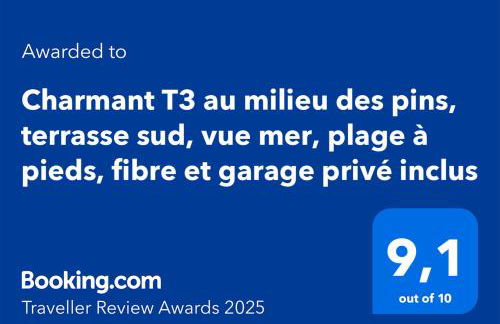 Charmant T3 au milieu des pins, terrasse sud, vue mer, plage à pieds, fibre et garage privé inclus - Foto 38