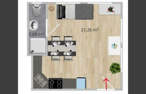 Einzimmer Apartment für Handwerker und Monteure - Foto 9