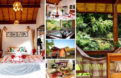 Chalé Canto do Galo 2 - Hidro da Jacuzzi, Lareira Ecológica, Cozinha Completa, Wi-Fi 80mbps, próximo a comércio local e relaxando ao som do riacho - Photo 1