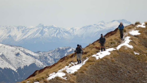 Durante a rota de trilha por Luxmore Hut