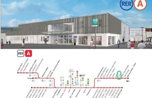 Confort & Spacieux Family Travel pour 6 - 10' to Disneyland Paris 25' to Paris - In front of Train Station Torcy RER A - Foto 18