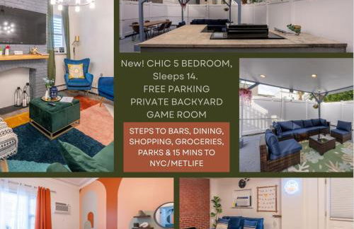 5BR 3BTH House, Steps to Bars, Dining, NYC Access with GameRm, Backyard with BBQ and Parking - Foto 1