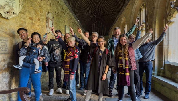 Foto di gruppo durante il tour di Harry Potter a Oxford