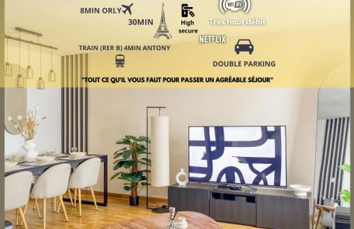 L'îlot Zen- Idéal pour famille-Groupe-Pro-Double Parking-highwifi-Aeroport Orly 8min-Paris30min - Foto 1