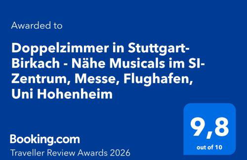 Doppelzimmer in Stuttgart-Birkach - Nähe Musicals im SI-Zentrum, Messe, Flughafen, Uni Hohenheim - Foto 2