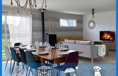 Les Voiles, maison bien équipée 10 p 2 sdb, 2 WC, spacieuse lumineuse avec jardin clos, garage, terrasse, parking privatif, à 950 m de la plage d'Asnelles et tous commerces, près de Bayeux et Arromanches, chiens bienvenus - Foto 1