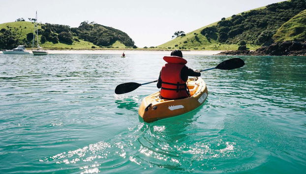 Paddling in the kayak