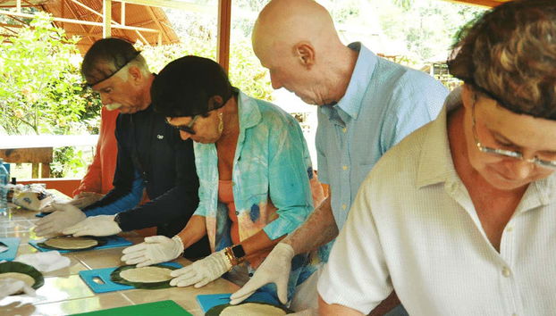 Enjoying the cooking class