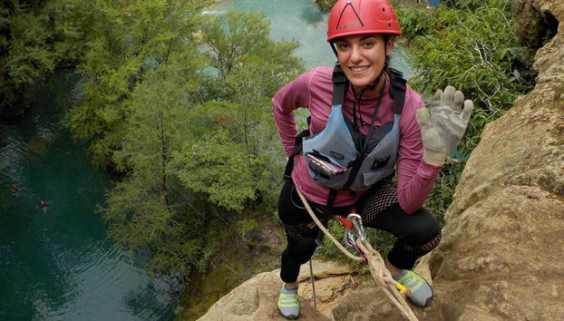 Descending the rocks
