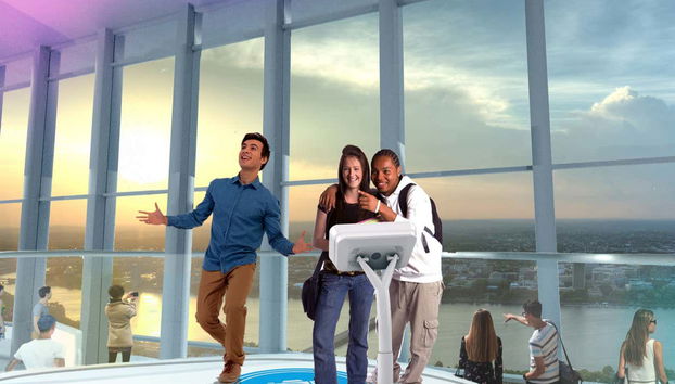 Three friends enjoying the view