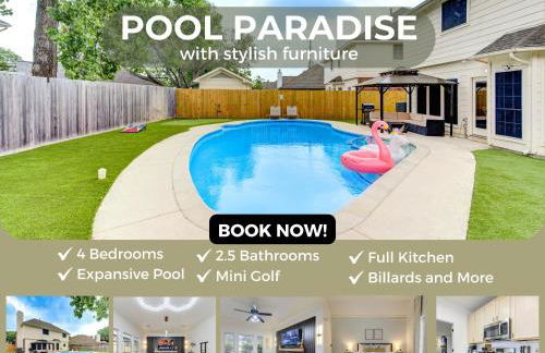 Amazing Getaway Home - 4 Bedrooms 2,5 Baths - West Houston, Katy, Richmond - Huge Pool, Mini-Golf, PingPong, Billards, BBQ, Katy Asian Town, Typhoon Waterpark, King Bed - Foto 19