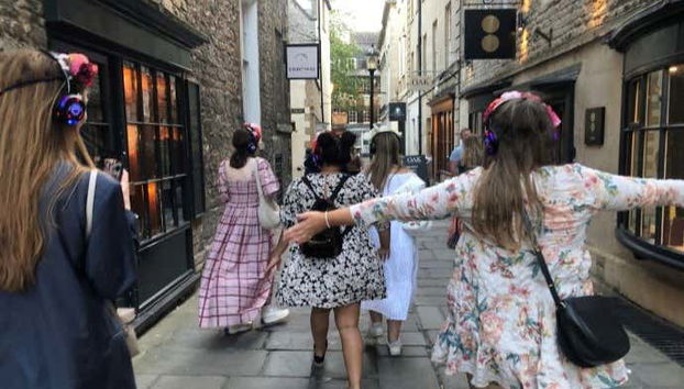 Listening to the Bridgerton soundtrack as we walk!