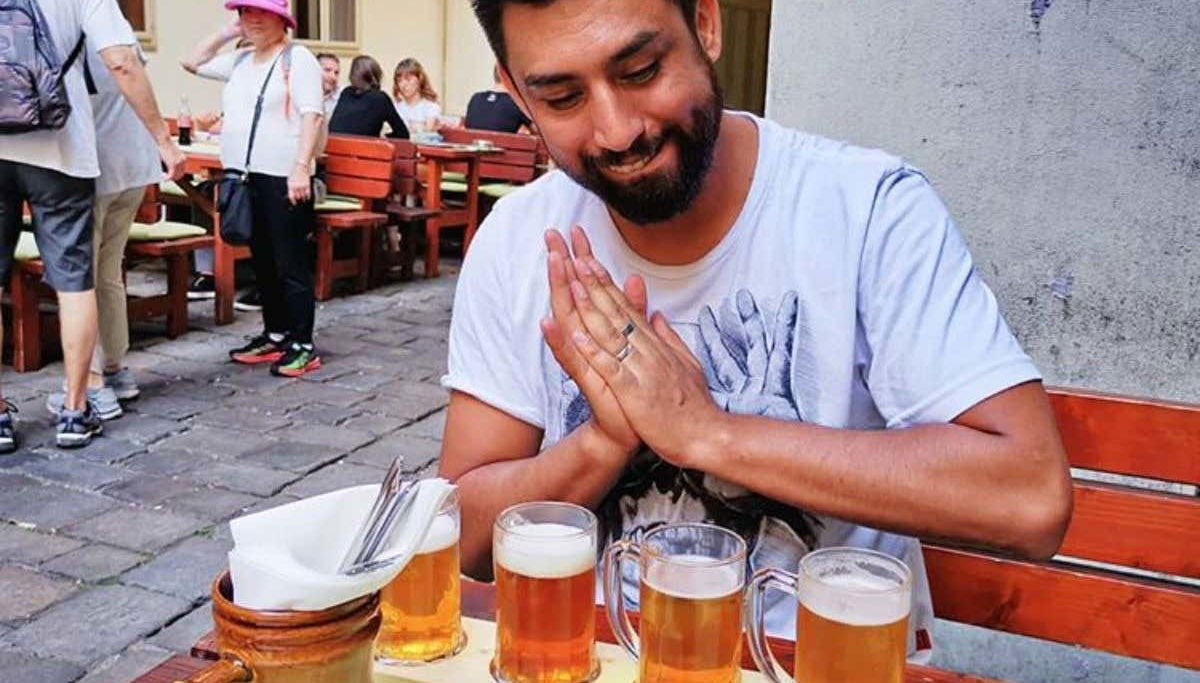 A punto de hacer la cata de cervezas eslovacas