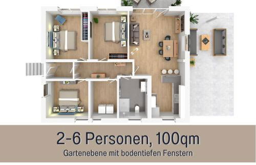 Ferienhaus Höckelheim - FeWo Blaue Lagune - neu, modern & geräumig - 100 qm - 3 Schlafzimmer - bis 6 Gäste, Babies reisen gratis - Garten, Grill & Terrasse - Fußbodenheizung - Smart-TV - Küche mit Backofen, Spülmaschine & Toaster - nahe Göttingen - Foto 14