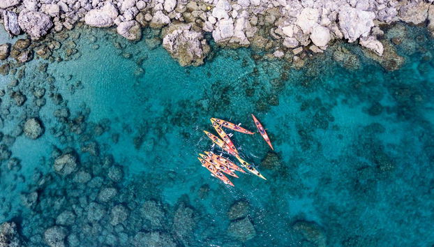 Aerial view of the kayaks