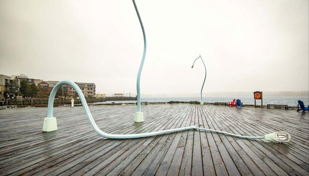 Halifax and Peggy's Cove Tour - Photo 2, Sculptures of fallen lampposts in Halifax