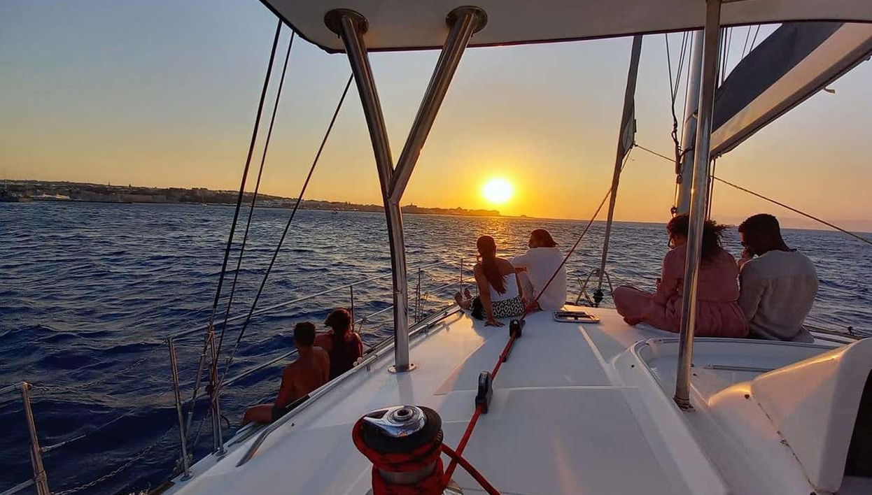 Coucher de soleil depuis le catamaran