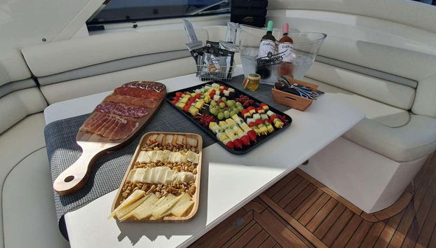 Appetisers and drinks on the private yacht