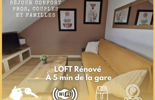 Loft Moderne et Rénové - Idéal Pros & Familles - 1 à 4 pers - Wifi - 5 min de la Gare - Foto 1