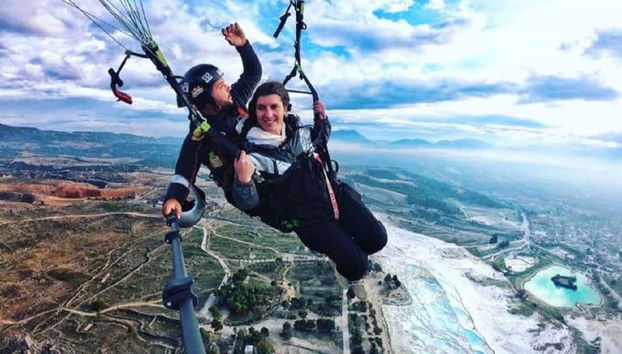 Flying in a paraglider