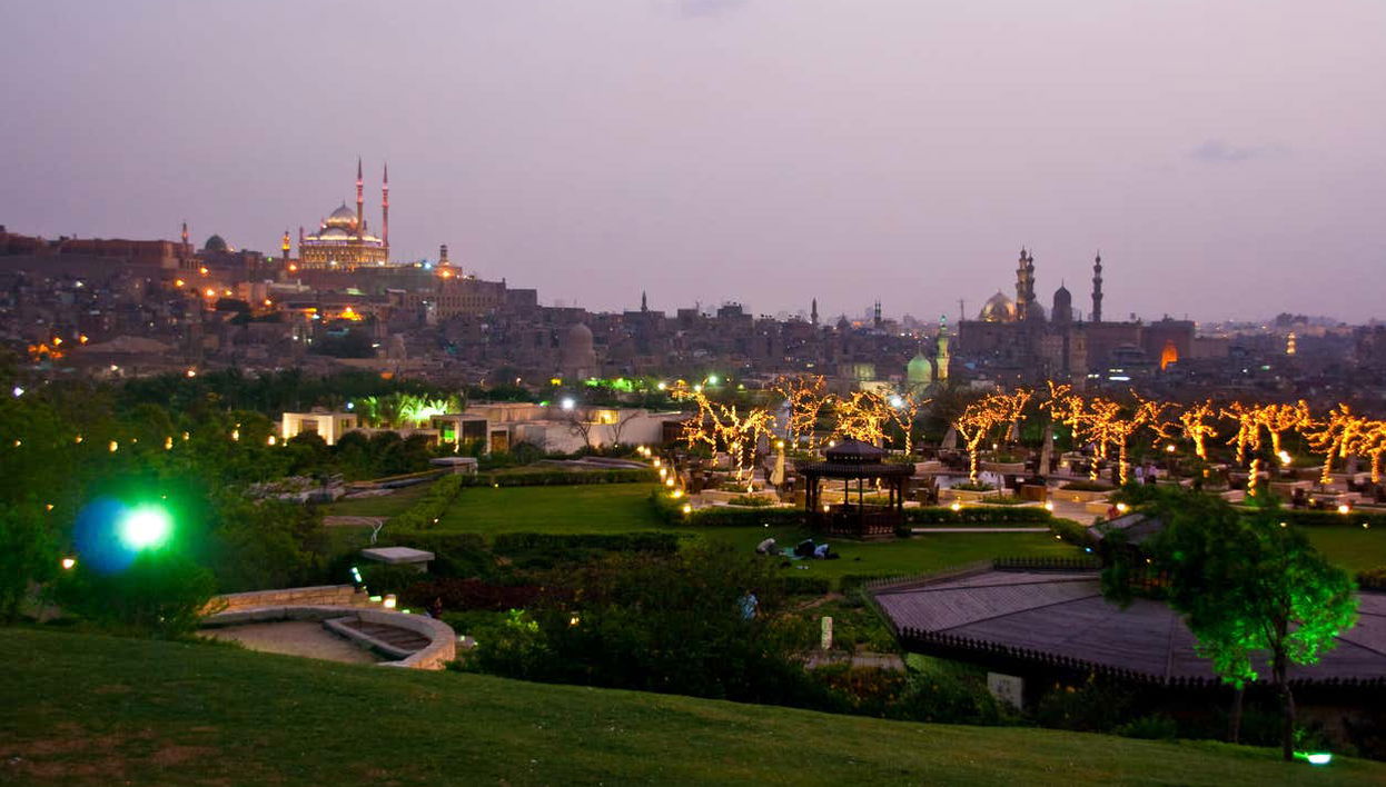 Vistas panorámicas de El Cairo desde el parque Al-Azhar