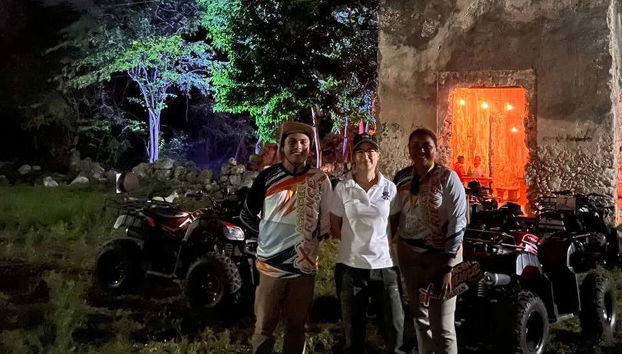 See Acanceh lit up at night