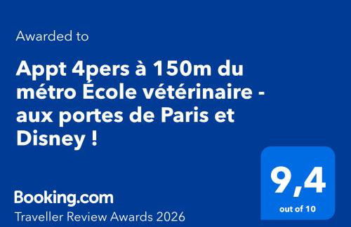 Appt 4pers à 150m du métro École vétérinaire - aux portes de Paris et Disney ! - Foto 26