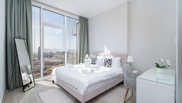 Beautiful Views From 30th Floor 2BD JVC - Foto 5, Habitación