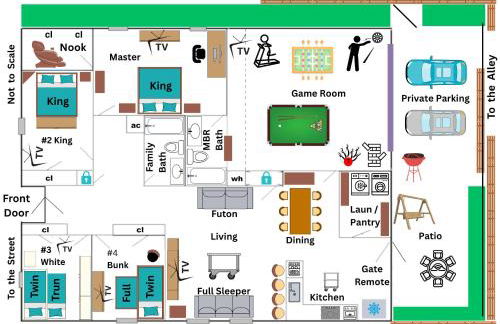 Ultimate Game Room Oasis for 12 - Private Patio - BBQ - 2 Kings - 6 TVs - Full-Body Massage Chair - Foto 8