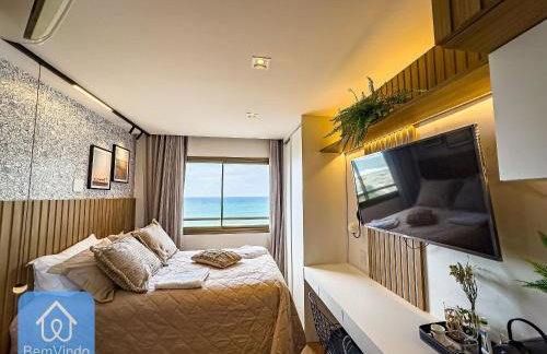 Studio Lindo e Finamente Decorado com Vista Mar - Foto 9