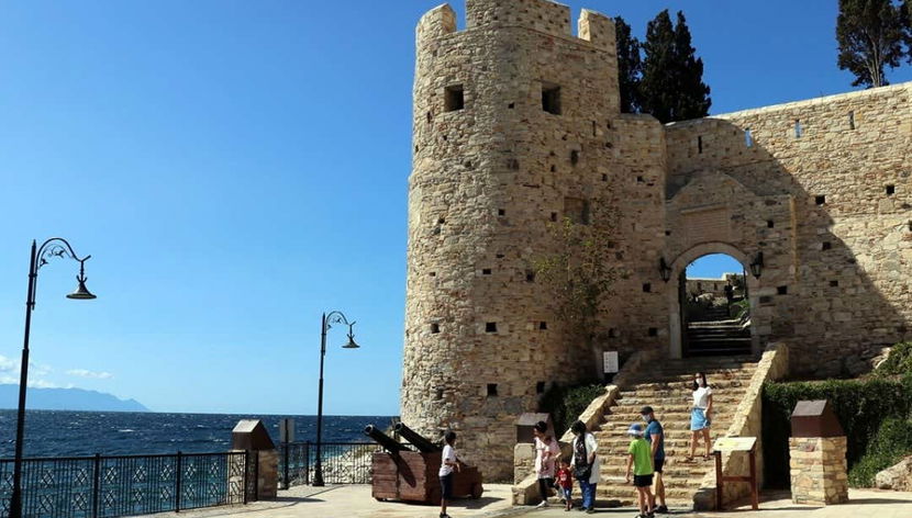 Admiring the city's castle